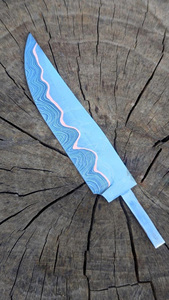 MORTAL BLADES Lame de couteau de chef en Cu-Mai Damas de qualité industrielle, Billet San Mai à motif ondulé en cuivre pour forgeage OEM DIY - Product Image 4