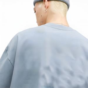 Camiseta Unisex de Algodón Azul Claro Oversize, Estilo Casual Urbano, Ajuste Holgado, Manga Corta, Básica de Verano, con Logotipo Personalizado, Venta al por Mayor - Product Image 4