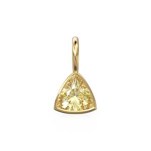 Lemon Quartz 5mm 14k Yellow <b>Solid</b> <b>Gold</b> Charm <b>Pendant</b> Bezel Jewelry Finding / June Birthstone / Trillion Cut Yellow Gemstone / - Product Image 1