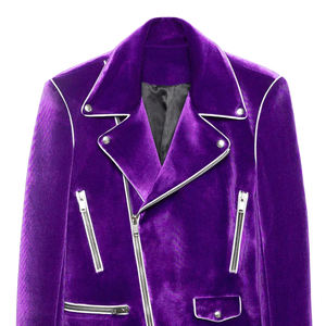 Veste en velours slim fit pour homme, col montant, logo sur le devant, idéale pour les occasions formelles, les mariages et les soirées. - Product Image 4