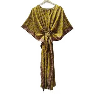 Women's Soft Silk Floral <b>Kaftan</b> Casual <b>Beach</b> Dress Stylish Swimsuit Cover-Up Ethnic Craft Hub India Model ETH-219 - Product Image 5