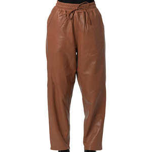 Pantalones de Cuero para Mujer, Cintura Alta, Corte Regular, Elásticos, de Piel Sintética, Rectos, Casuales, Transpirables y Ecológicos - Product Image 1