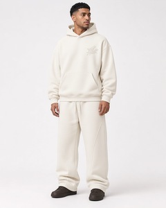 <b>Men's</b> Color Block Cotton Sweat Suit with Relaxed Pullover <b>Top</b> and Baggy Joggers for Custom Streetwear Wear - Product Image 2