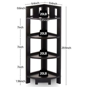 4-Tier Corner <b>Shelf</b> Wood Storage Stand Multipurpose <b>Small</b> Space Shelving <b>Unit</b> for Home Office Bathroom Wall Display <b>Shelves</b> - Product Image 5