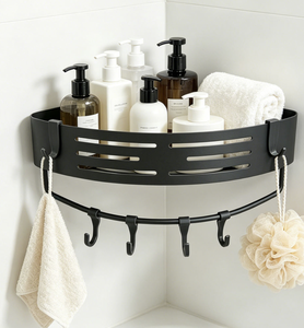 Bathroom <b>Corner</b> <b>Shelf</b> Carbon Steel Drill-Free <b>Wall</b> Mounted Triangle Storage Rack Waterproof Toilet Organizer Basket Space Saving - Product Image 2