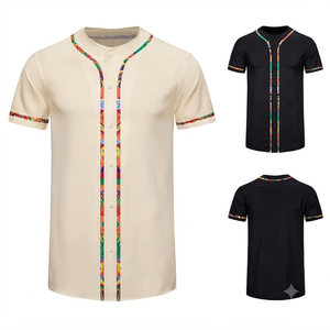 Camiseta de Béisbol Unisex Personalizada con Cuello en V, Manga Corta, Malla Transpirable, Botones, Uniforme Deportivo de Verano, Logotipo Personalizado 100% - Product Image 1