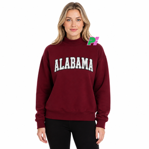 เสื้อสเวตเชิ้ตคอเต่า Alabama ปักอักษรแบบกำหนดเอง เสื้อสเวตเชิ้ตคอเต่าคุณภาพสูง ปักลายแบบกำหนดเอง - Product Image 1