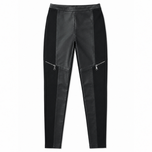 Pantalon slim en similicuir PU pour femme, taille haute, poches zippées, coupe cheville, style moto streetwear, mode décontractée, personnalisable OEM - Product Image 3