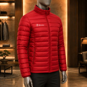 Vente en gros – Nouvelle veste d'hiver décontractée pour homme, modèle 2026, design unique, rouge, en duvet, col montant, fermeture éclair, coupe-vent, en polyester - Product Image 4