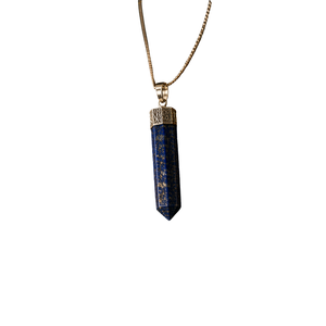 Pendentif crayon religieux en lapis-lazuli, forme hexagonale, collier unisexe - Product Image 1