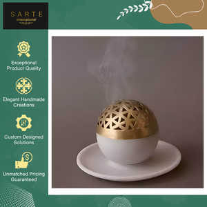 Lampe à parfum en marbre et laiton de qualité supérieure, aromathérapie de luxe, brûleur d'encens, best-seller, à prix de marché raisonnable - Product Image 2