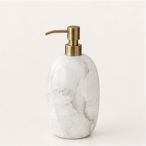 Distributeur de savon de luxe en marbre blanc avec pompe en laiton doré, flacon de lotion en pierre naturelle pour salle de bain moderne et décoration d'hôtel - Product Image 5