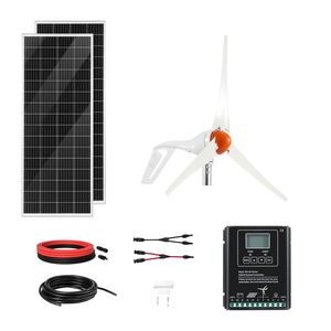 Kit Ibrido Eolico/Solare con 2 Pannelli Solari Monocristallini da 100W + Turbina Eolica da 200W e Sistema MPPT - Product Image 1