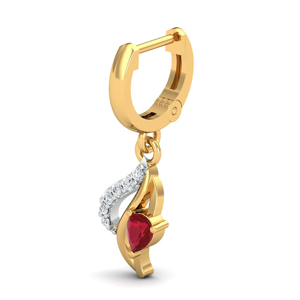 Pendientes de Lujo para Mujer, Chapados en Oro de 18K, con Incrustaciones de Rubí en Forma de Corazón y Diamantes Redondos Brillantes, Joyería para Boda - Product Image 2