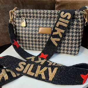 Latest Handmade Beaded Straps for Women Star Pattern Crossbody Purse and Evening Bag with Embroidery <b>Chain</b> Decor Canvas Lining - Product Image 5