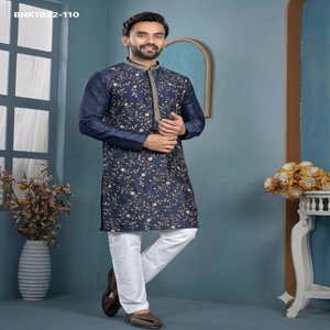 Festival wear Trendy Silk with Embroidered-All Over work & Full-Sleeve Readymade <b>Man's</b> <b>Kurta</b>-Payjama Supplier from Surat - Product Image 1