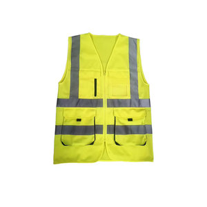 Gilet de travail haute visibilité pour les ouvriers du bâtiment avec plusieurs poches, gilet réfléchissant pas cher en toile, décoration imprimée décontractée - Product Image 6