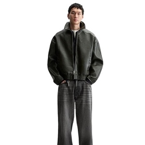 Veste en cuir véritable noir personnalisée de haute qualité pour hommes en faux cuir gaufré dans le Style Streetwear imperméable respirant - Product Image 5