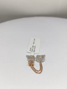 Élégantes pendentifs et boucles d'oreilles en or rose et blanc de haute qualité serties de pierres colorées et de diamants - Product Image 3