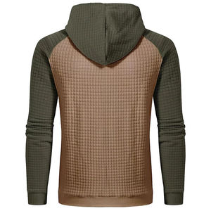 Sweat à capuche matelassé à manches raglan, couleur unie, respirant, décontracté, en maille, polyester et coton, coupe classique, pour l'automne - Product Image 3