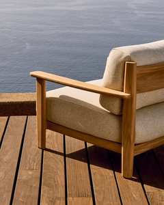 Conjunto de Muebles de Jardín Modernos de Madera de Teca con 2 Mesas de Centro Ovaladas con Listones - Product Image 3