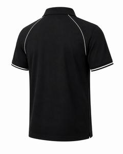 Chemise noire à manches courtes pour homme, couleur unie, tricotée en Spandex/Coton, respirante, séchage rapide, coupe décontractée, boutonnée, coupe classique - Product Image 2