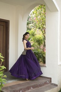 Elegant <b>Women</b>’s Indo Western <b>Lehenga</b> with Plain Blouse & Heavy Beads Work Jacket – Export Quality Festive Collection - Product Image 3