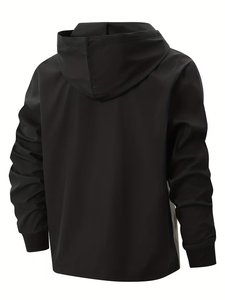 Men's Eco-Friendly Knitted Fleece Long Sleeve Hooded Zip-Up <b>Jacket</b> Windproof Smart Casual <b>Slim</b> <b>Fit</b> Winter Wear Black Blue - Product Image 3