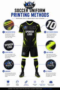 Ensemble de maillots de football personnalisés de haute qualité, imprimés, noir et vert lime, col en V, manches courtes, polyester respirant, uniforme - Product Image 3