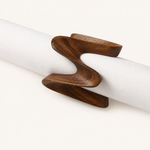 Lot de 6 Anneaux de Serviette en Bois Ondulé Faits Main de Luxe – Supports Écologiques en Bois Naturel pour Décoration de Mariage Moderne et Table à Manger - Product Image 1