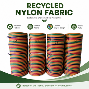 Rouleau de tissu en nylon tissé enduit de PVC recyclé, matériau textile rayé coloré pour la fabrication de vêtements et de sacs - Product Image 6