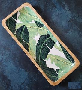 Plateau de service rectangulaire en bois fait main, motif végétal gravé, design traditionnel chinois, pour plats et assiettes - Product Image 6