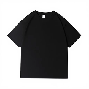เสื้อยืดคอกลมแขนสั้นผู้ชายสีดำ ผ้าฝ้าย 100% ทรงปกติ สวมใส่สบาย ผ้าเจอร์ซีย์ถักแบบเรียบ ย้อมสีพื้น ขายดี - Product Image 5