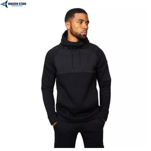 Men's Black Hooded Tracksuit Full Sleeve Casual Sweatshirt Pants Set Breathable Polyester Autumn Wear Solid Color Design - Product Image 3