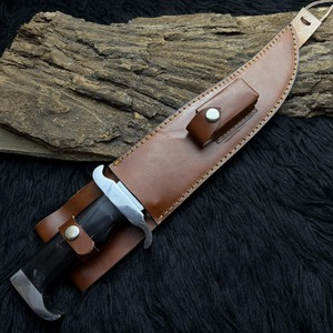 Cuchillo Bowie de Acero Inoxidable de Grado Industrial, Hecho a Mano, Personalizado OEM, para Camping, con Mango de Cuerno de 3mm, Funda de Cuero, 15 Pulgadas, Punta Clip - Product Image 5