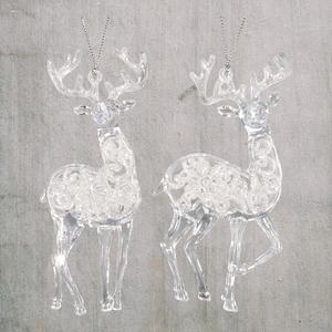 Vente en gros de décorations de Noël et du Nouvel An, claires avec des paillettes transparentes, renne en acrylique 3D, cheval, paon, couronne, ornement - Product Image 3