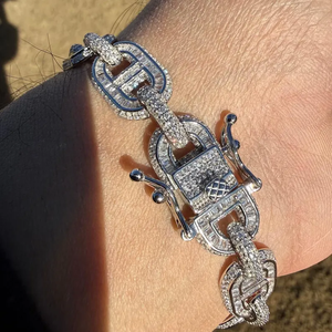 Bracelet à maillons ovales Moissanite Iced Out, Chaîne Tennis de luxe Hip Hop, Bijoux pour hommes - Product Image 4