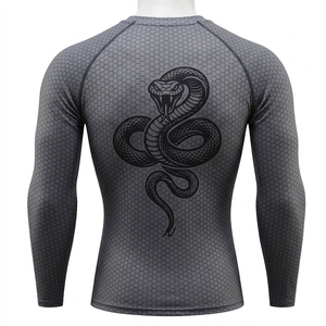 Camiseta deportiva de compresión de cintura alta para hombre, de secado rápido, elástica, de manga corta, con estampado para culturismo. - Product Image 6