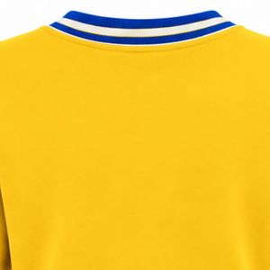 Pull à col rond jaune pour femme Sigma Gamma Rho, avec motif cœur brodé bleu, col et poignets rayés, en tricot - Product Image 3