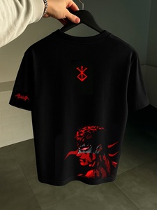 Camiseta Gráfica de Fantasía Oscura Negra Personalizada para Hombre, Manga Larga, Transpirable, 300g, Corte Holgado, 100% Algodón - Product Image 4