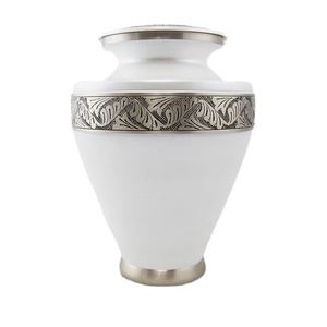 Urna Funeraria de Metal con Acabado Esmaltado Blanco, Artesanía para Guardar Cenizas Humanas, Urna Conmemorativa de Estilo Europeo - Product Image 1