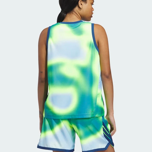 Débardeur sans manches pour femme, imprimé tie-dye, col rond, respirant, en polyester tricoté, coupe classique - Product Image 5
