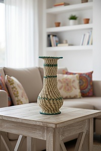 Handcrafted-Natural-Fiber-Decorative-<b>Vase</b> Eco-Friendly Stylish Fibre <b>Vase</b> - Product Image 1