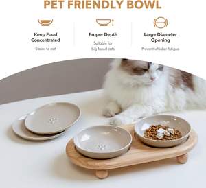 Comederos Elevados de Cerámica para Perros y Gatos con Soporte de Madera, Diseño Elegante, Impermeables para Uso en Interiores - Product Image 4