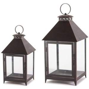 Ensemble de lanternes décoratives vintage en métal et verre, porte-bougie suspendu pour jardin extérieur, centre de table en fer noir pour mariage, décoration intérieure - Product Image 1