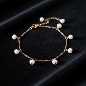 925 Sterling Silver 14K Gold Plated Pearl Bracelet Freshwater Pearl Charm Dainty Minimalist Bridal Jewelry Gift - Product Image 6