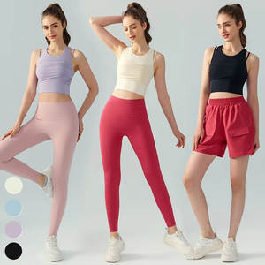 Breathable Quick Dry Casual Sleeveless Workout Wear O-Neck Sports Bra <b>Top</b> Fixed Pads Regular Length <b>Racer</b> Back Tank <b>Top</b> Front - Product Image 5
