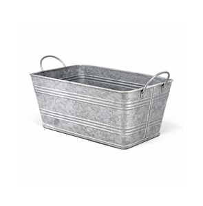 Pot de fleurs galvanisé pour décoration intérieure et extérieure - Rectangulaire gris - 24 pouces - Product Image 1