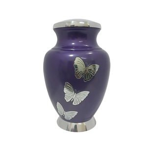 Butterfly Engraved Purple Small Brass/Aluminum Urn Unique <b>Memorial</b> <b>Keepsake</b> for Pet's Cremation urn for saleem international - Product Image 3