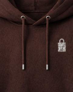 Sudadera con capucha marrón minimalista con logo de pedrería, extragrande, de forro polar grueso, con bolsillo canguro, personalizada, estilo streetwear, de fabricante - Product Image 2